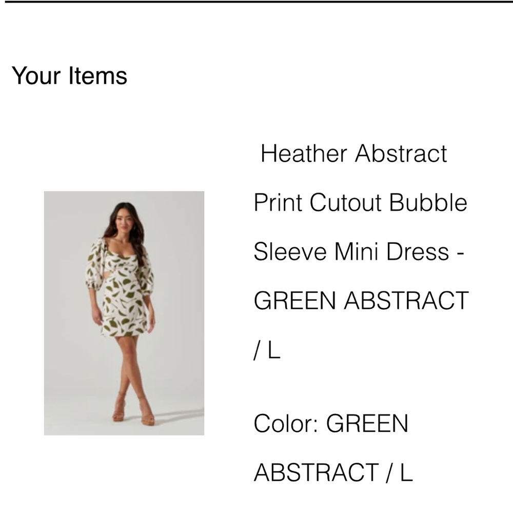 Astr the label Green Print Cutout Bubble Sleeve Mini Dress